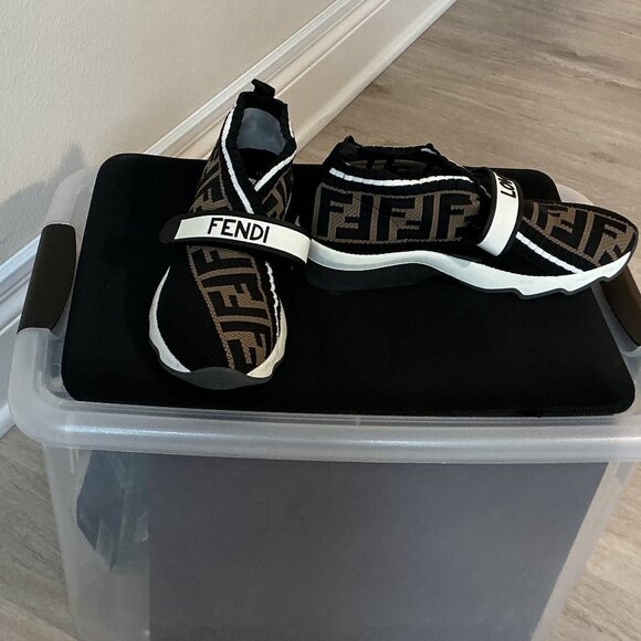 Fendi Black/Brown Zucca print knit women's sneakers - Picture 6 of 6